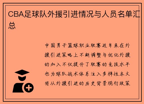 CBA足球队外援引进情况与人员名单汇总